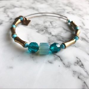 Teal crystal beaded Alex and Ani bracelet